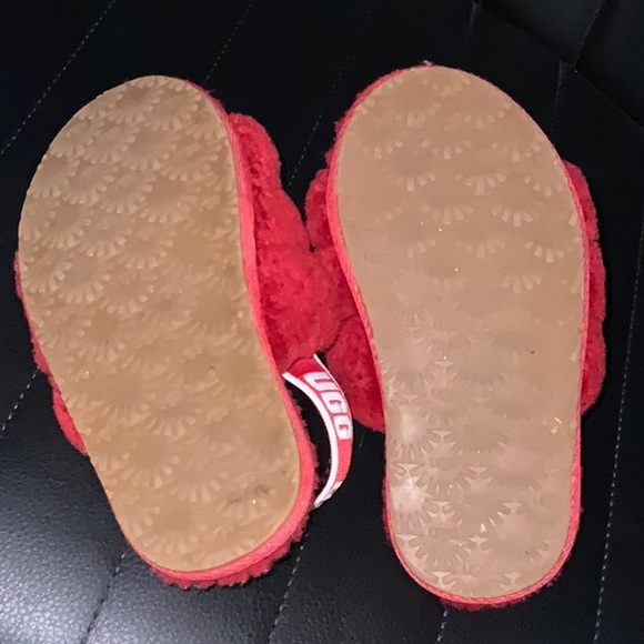 UGG TODDLER RED FLUFF YEAH SLIDE SIZE 10 - Picture 5 of 6